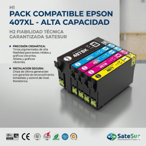 Gama de Cartuchos de Tinta 407XL Compatible Epson T07U - Selección de Colores Individuales y Multipack Ahorro