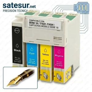 Cartucho de Tinta Genérico Epson Serie 16XL T1631 T1632 T1633 T1634
